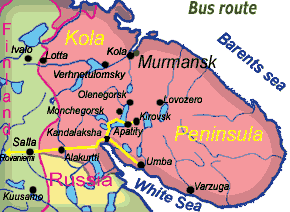 kolatravel bus excursion tour Kola Peninsula Tersky coast White sea Kandalaksha Umba touring-car Khibiny tundra mountains kirovsk