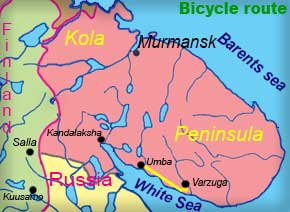Route biking tour on Kola Peninsula