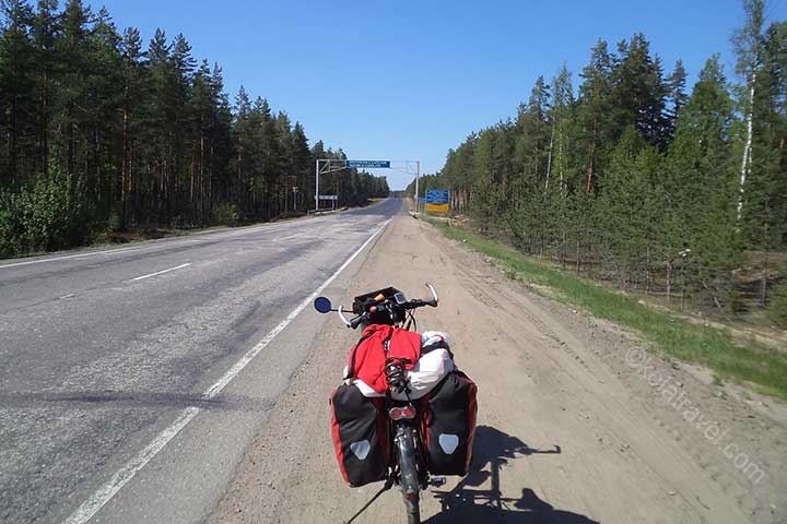 Long distance cycling tour from Saint Petersburg to Murmansk in Northwest Russia